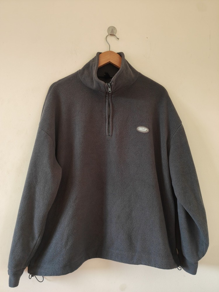 DAZY Women's Half Zip Drop Shoulder Oversized Fleece Sweatshirt grey Size Medium