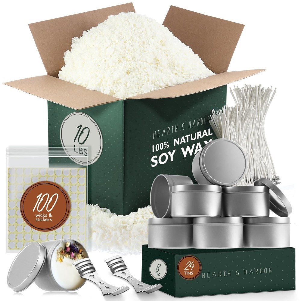 Hearth & Harbor 10 Lb Natural Soy Wax for DIY Candle Making