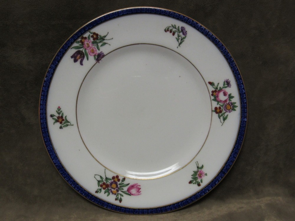 Royal Doulton Blue Border Floral Porcelain Plate 6-7/8