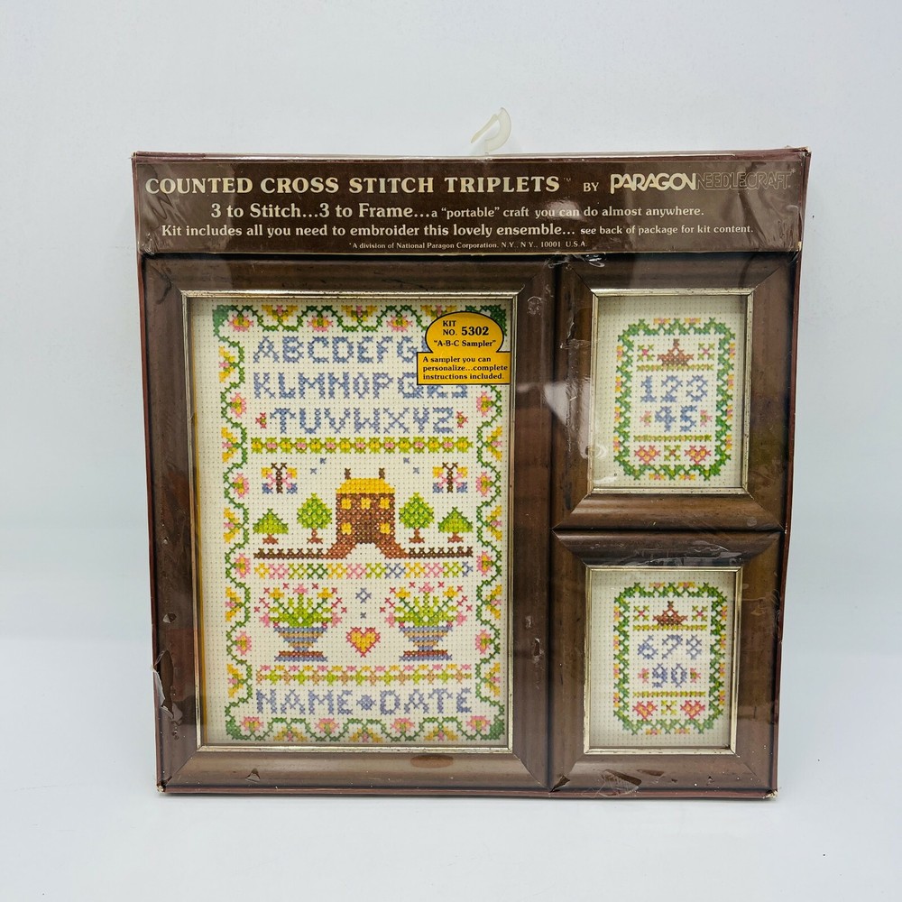 Vintage New Paragon Counted Cross Stitch Triplet ABC Samplers 5302