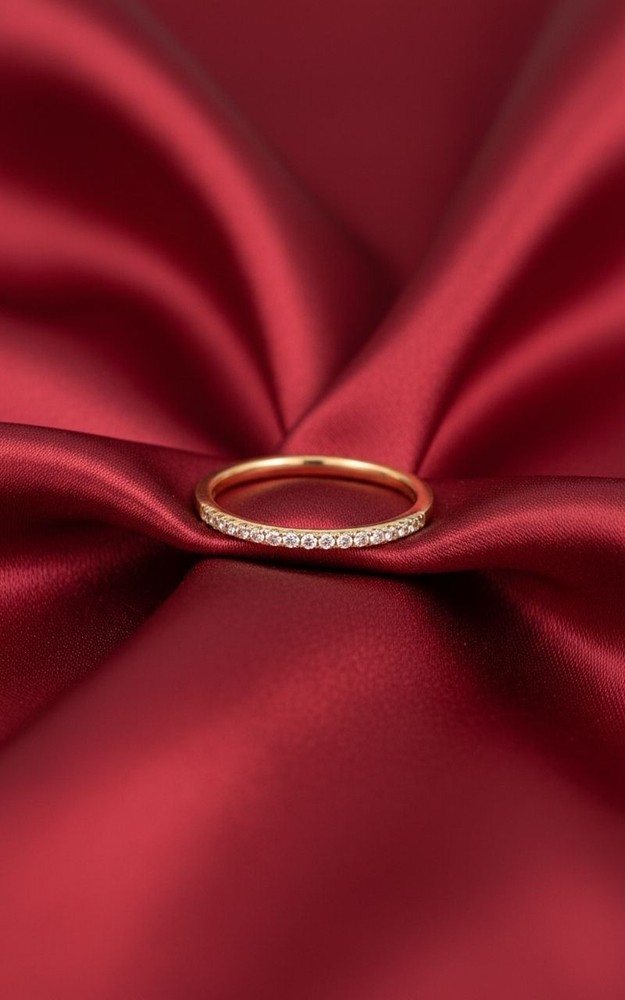 14K Solid Gold 13 Lab Grown Diamond Wedding Ring Half Eternity Wedding Band