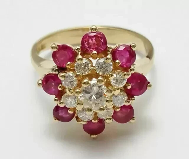 2Ct Round Cut Lab-Created Pink Ruby Women's Wedding Ring 14k Yellow Gold Plated