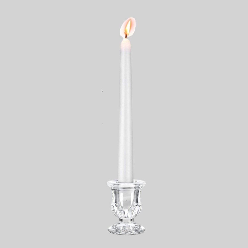 Elegant Glass Candlestick Holders with 4 Taper Candles Set
