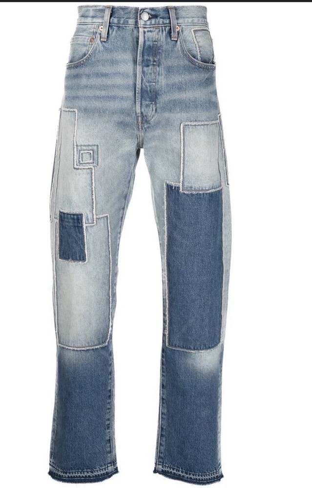 Levi’s Made & Crafted Selvedge Denim Patchwork Men Sz 31x34 Big E  501 1980s NWT