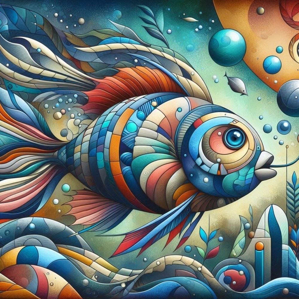 Rainbow Fish 16x16 Original Canvas Art with Certificate of Authenticity
