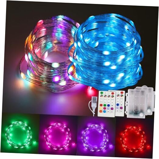 Color Changing Fairy Lights LED String Lights with Remote, Multi-colored-2pack