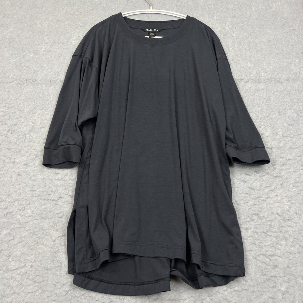 Athleta Inspire Top Women's Large Black 3/4 Sleeve Soft Oversized Slouchy Tunic