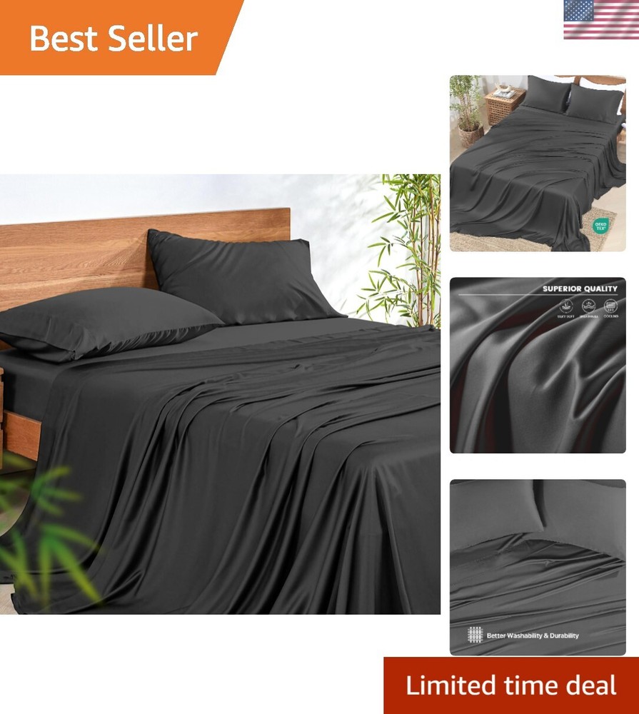 Luxury Full Size Cooling Bamboo Sheet Set - Hypoallergenic & Breathable 4-Piece-image