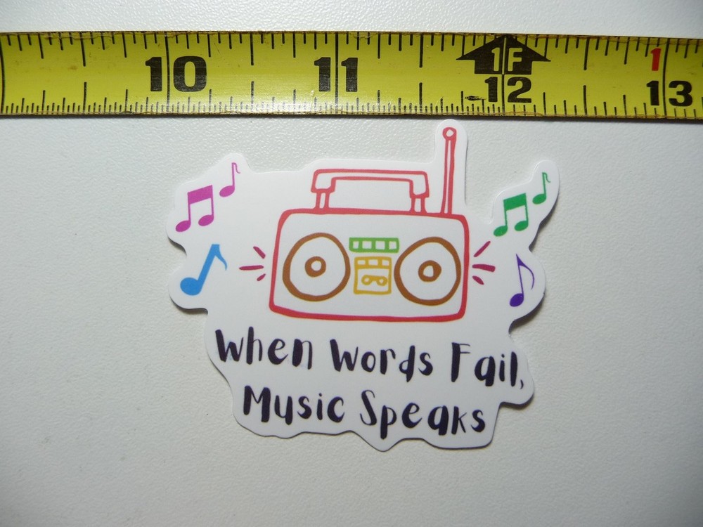 When Words Fail Music Speaks Boombox Decal Sticker for Musician Fans