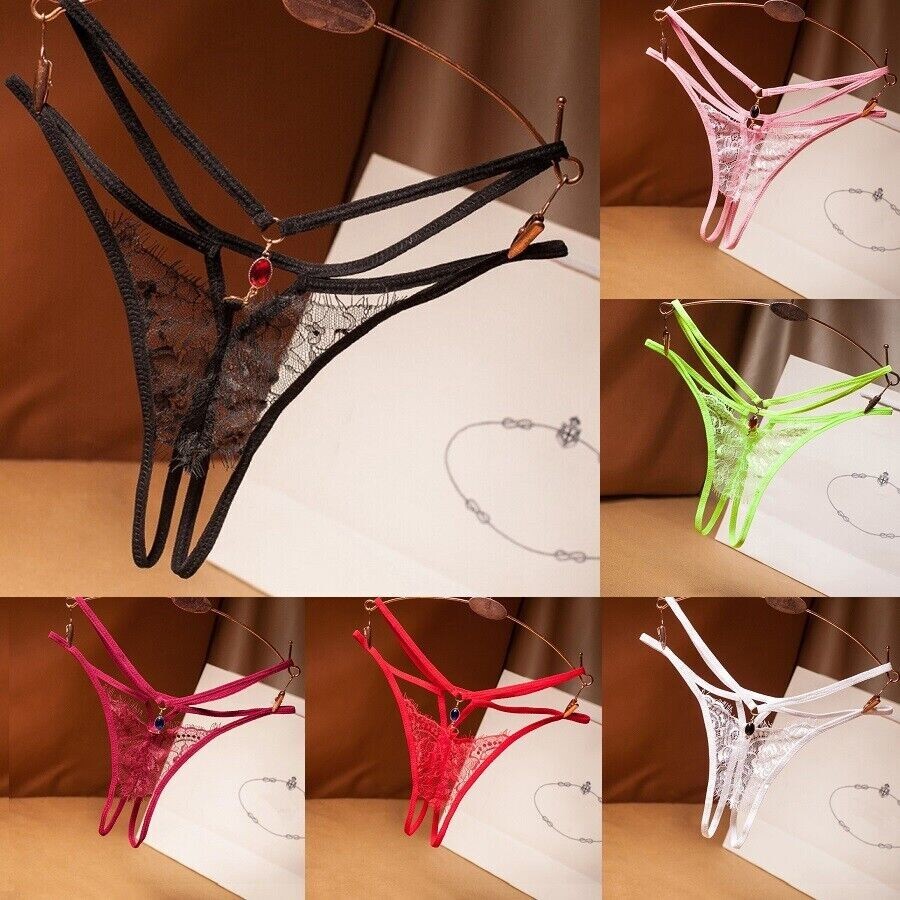 New Sexy Women Crotchles Thongs G-string Panties See Through Lace Lingerie