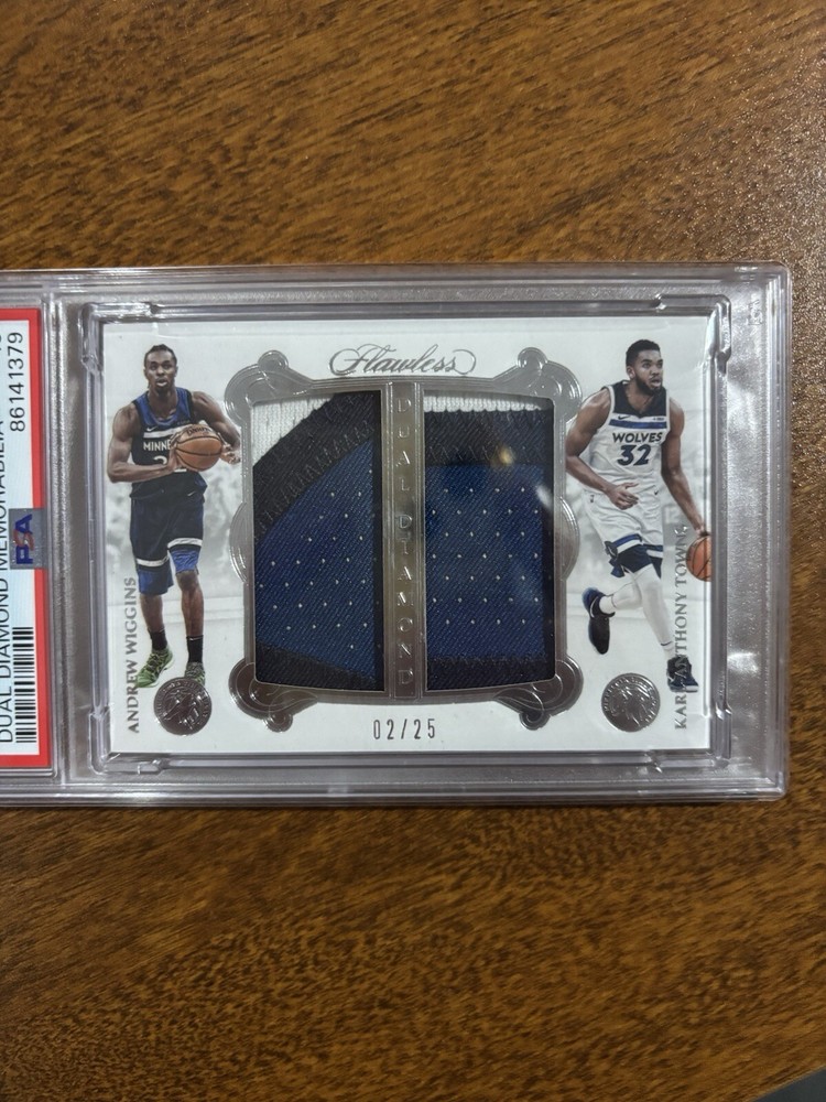 ✨Andrew Wiggins Karl-Anthony Towns 2017-18 Flawless Dual GW Patch 2/25 PSA 10