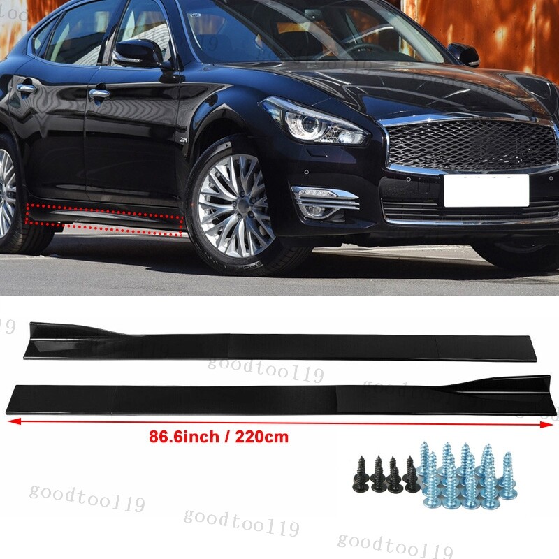 For Infiniti Q50 Q60 Q70 G35 G37 Side Skirts Rocker Panel Splitter Glossy Black