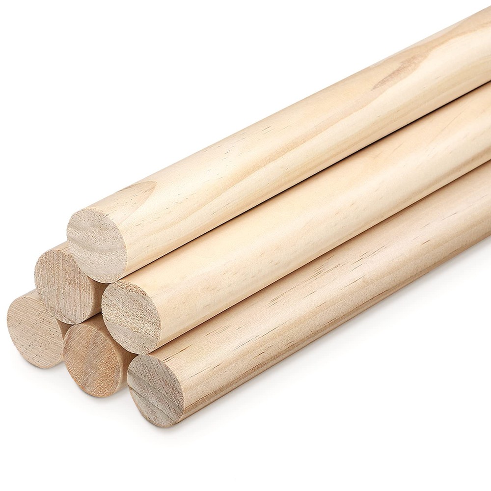 1 x 12 Inch Dowel Rods Wood Sticks Wooden Dowel Rods Round Unfinished Hardwoo...