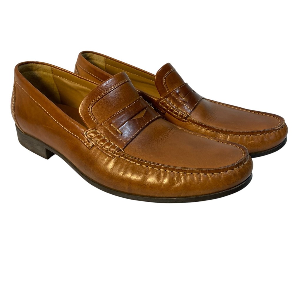 Johnston & Murphy Cognac Penny Loafers Sheepskin Dress Shoes Size 8.5M 20-0568