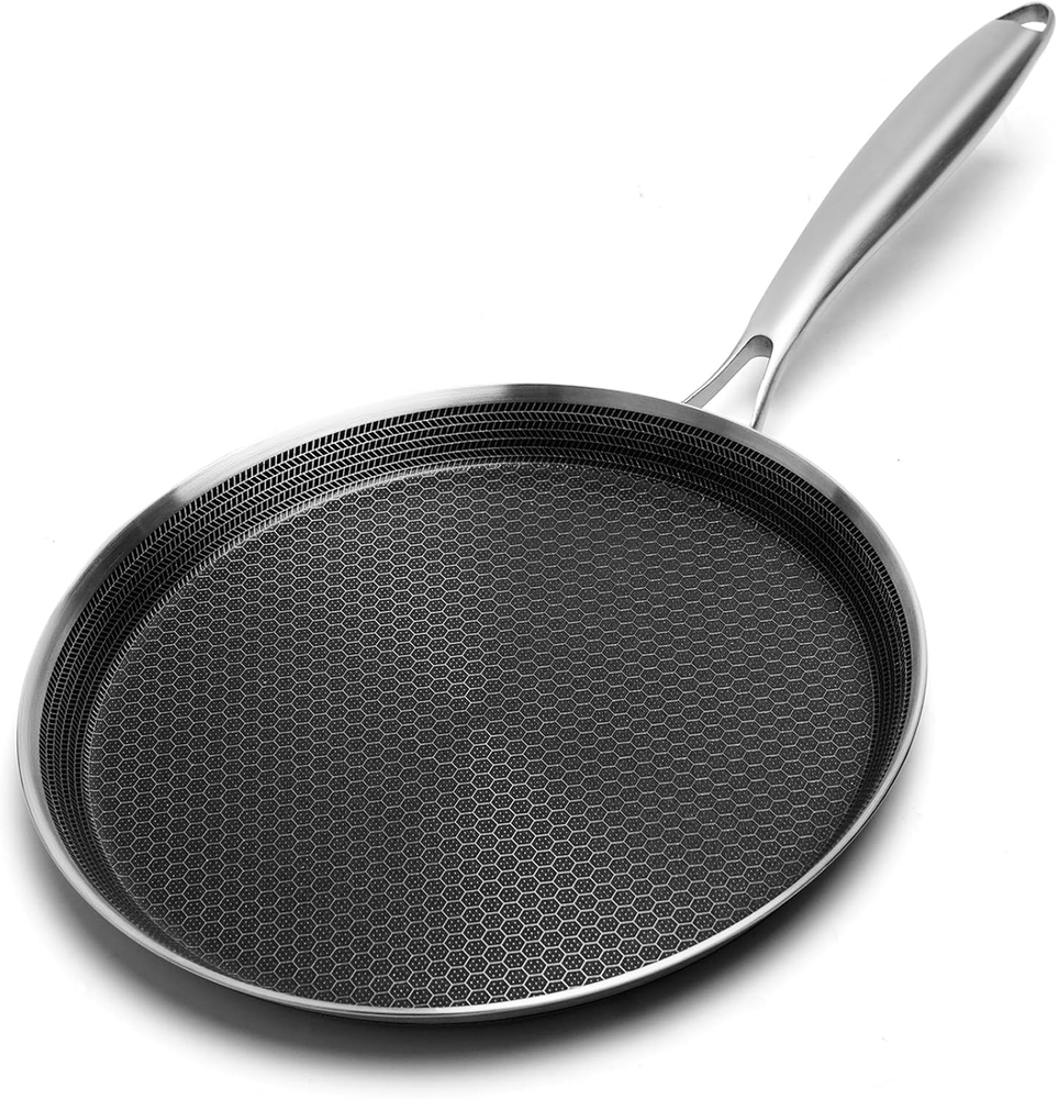 Nonstick Crepe Pan 11Inch Stainless Steel Crepe Pan Honeycomb Coating Flat Skill