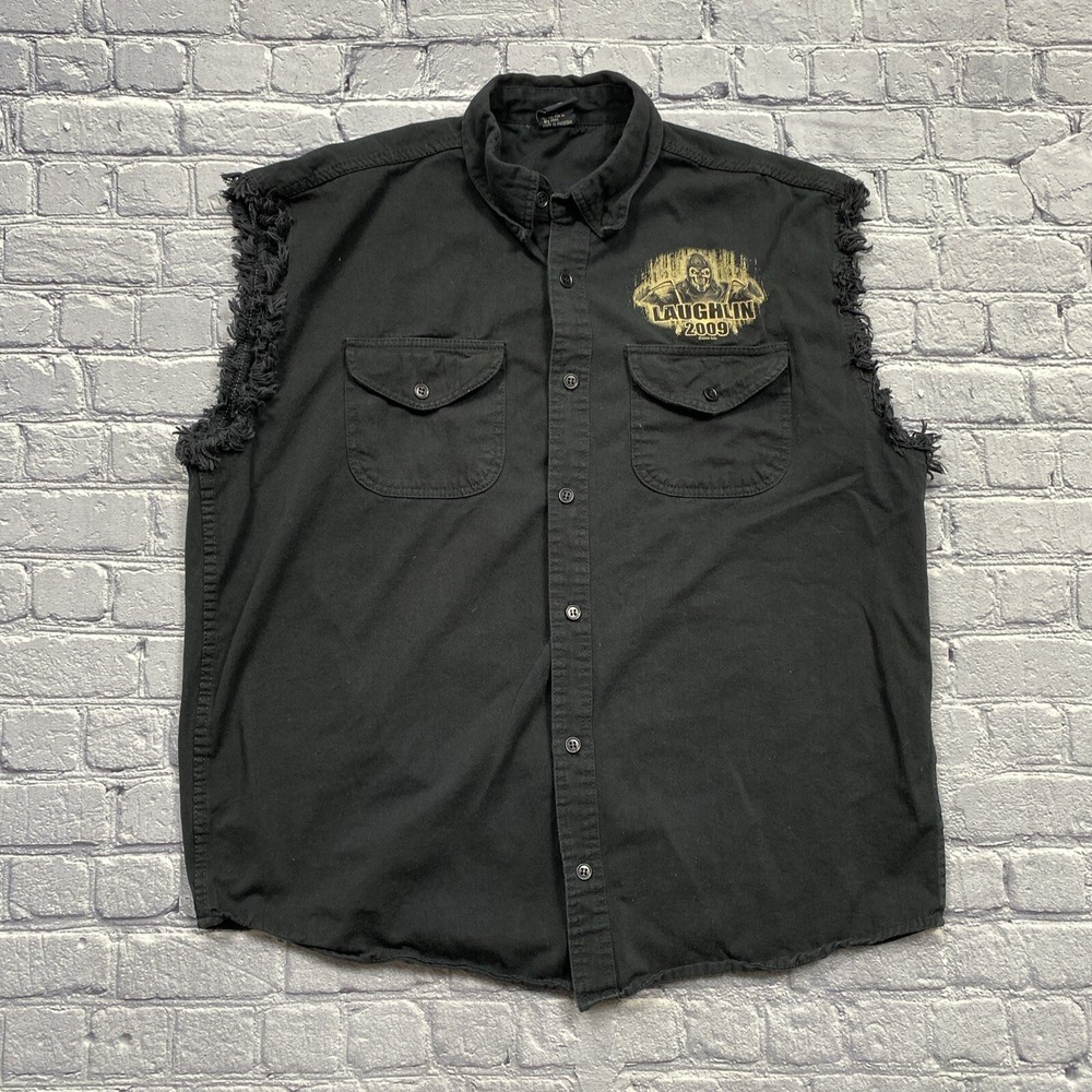 Lightning Clothing Motorcycle Vest Men’s XL Black Skeleton Biker Laughlin 2009