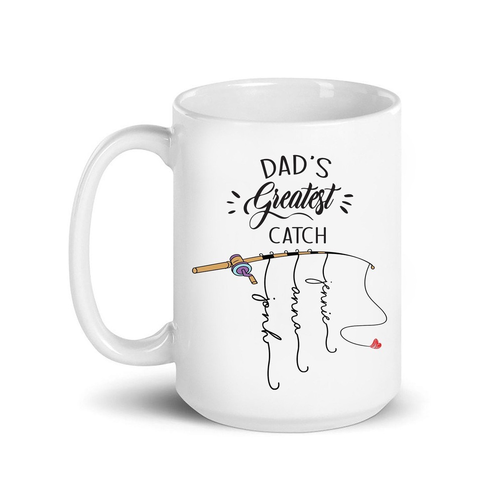 Personalized Gift For Dad From Kids Dad's Greatest Catch Coffee Mug Fathers Day