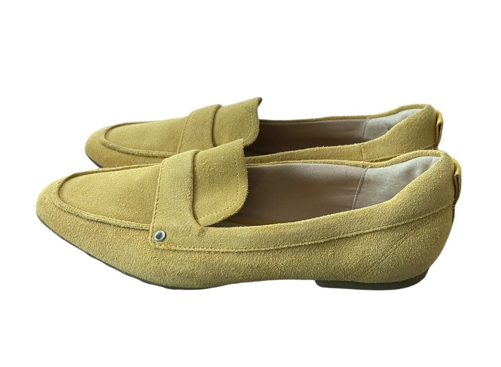 Franco Sarto Slip-On Loafers Pursia Yellow Mustard Size 5M Suede Flat Shoes