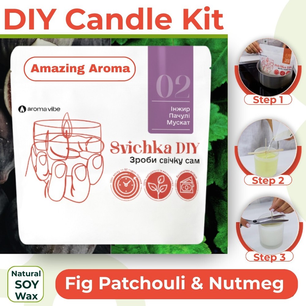 DIY Candle Making Kit. Fig Patchouli & Nutmeg. Natural Soy Wax. Handmade Candles