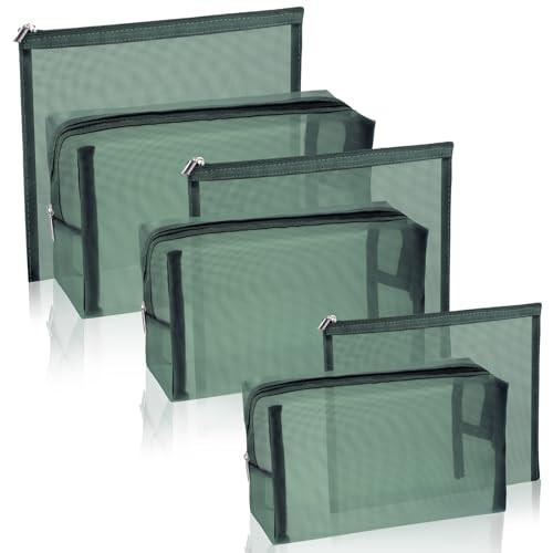 6-Piece Mesh Makeup Organizer Set with Zipper for Travel   