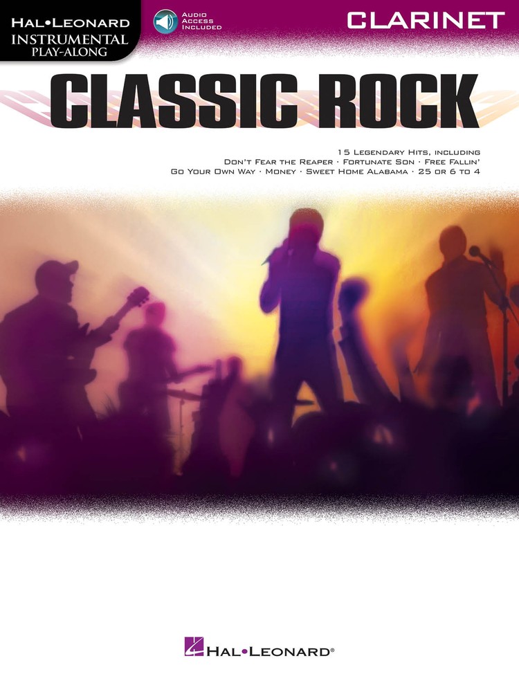 Classic Rock for Clarinet Solo Sheet Music 15 Songs Play-Along Book Online Audio