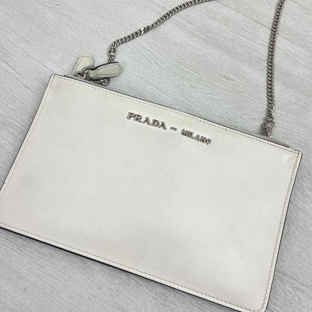 Prada Rare Chain Strap Shoulder Bag 2-Way Clutch Purse