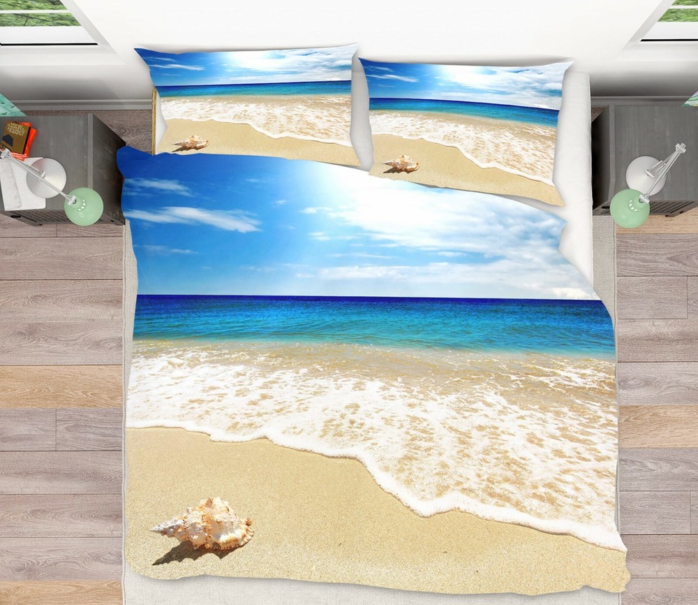3D Beach Conch ZHUA357 Bed Pillowcases Quilt Duvet Cover Set Queen King Amy