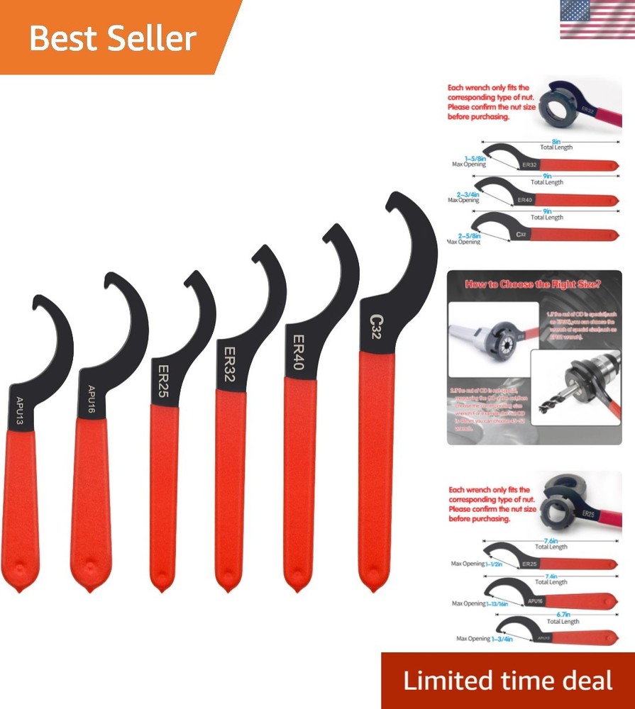 6pcs C-Shaped Coilover Spanner Wrench Set for Precision Suspension Adjustments