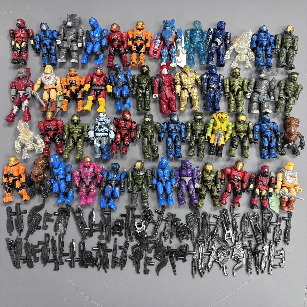 Lot Mega Bloks Construx Halo Infinite Unsc Elite MOTU 48 Figure & 60 Weapon Guns