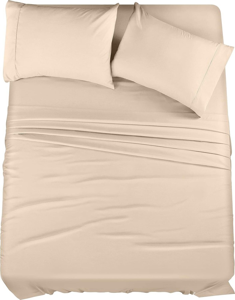 Utopia Bedding 4-Piece Queen Bed Sheet Set in Soft Brushed Beige
