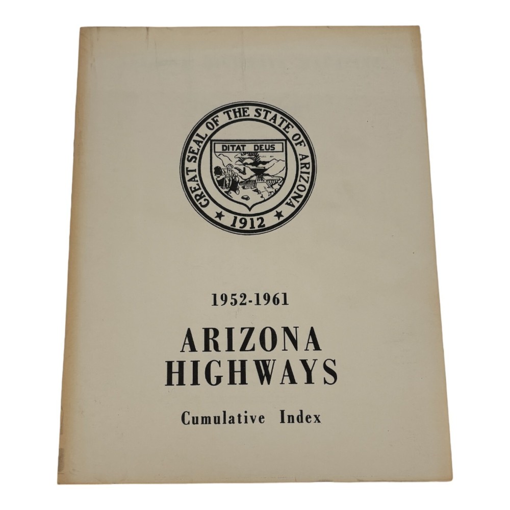 Arizona Highways Magazine 1952 - 1961 Cumulative Index Paperback Vintage