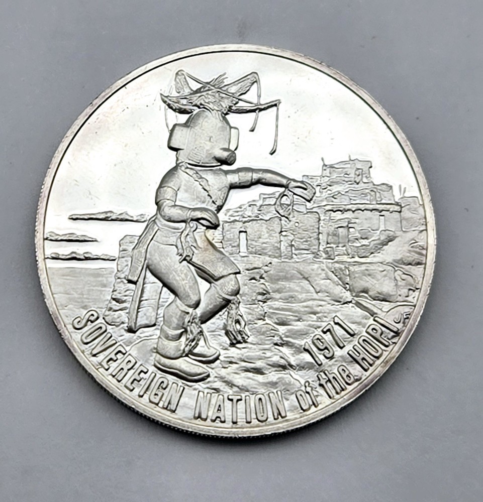 1971 .999 Sovereign Nation of the Hopi Silver Coin Art Round 0.82 Troy Oz Native