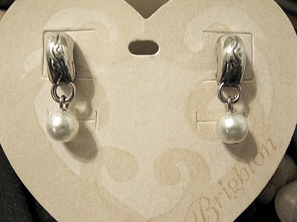 Brighton CALYPSO CUSTOM White PEARL Earrings NEW POSTS THAT DONT SHOW~SEE PICS
