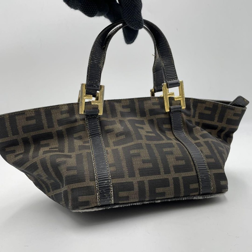 Fendi Zucca FF canvas leather handbag brown authentic from Japan TK