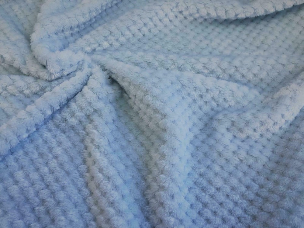 Luxury Soft Cuddle Fleece HONEYCOMB WAFFLE Fabric Material - BLUE