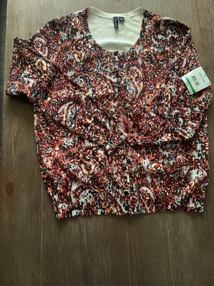 Ladies Size Large Realitivity Brand 100% Cotton Tricolored Long Sleeved Sweater