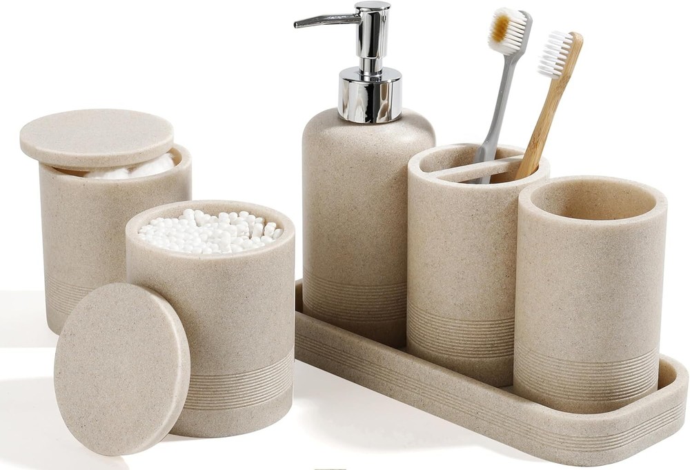 6-Piece Bathroom Accessories Set with Toothbrush Holders