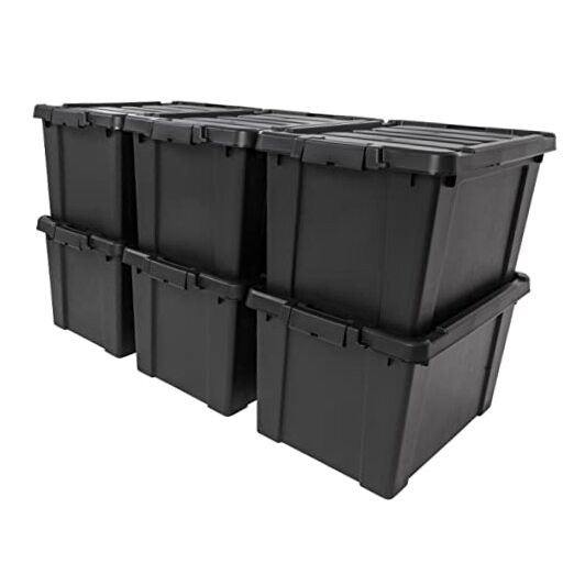 USA 20 Gallon Lockable Storage Bins with Lids, 6 Pack - Made in USA, Heavy