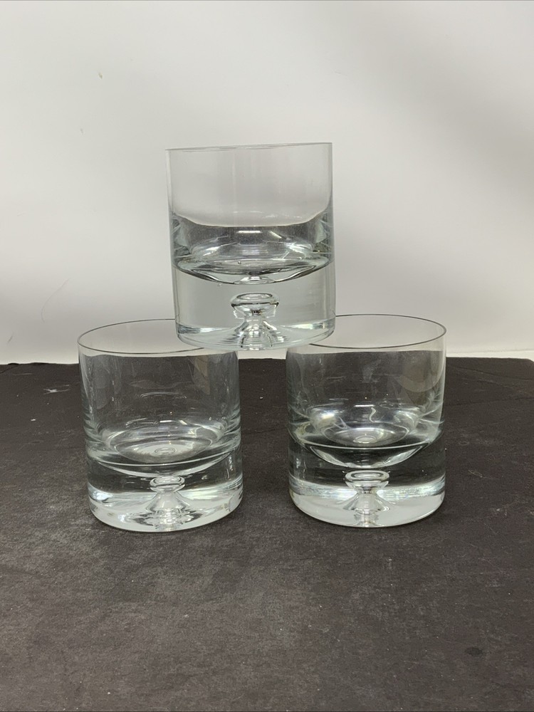 3 Crate & Barrel Krosno Poland Double Old Fashioned Air Bubble Cocktail Glasses