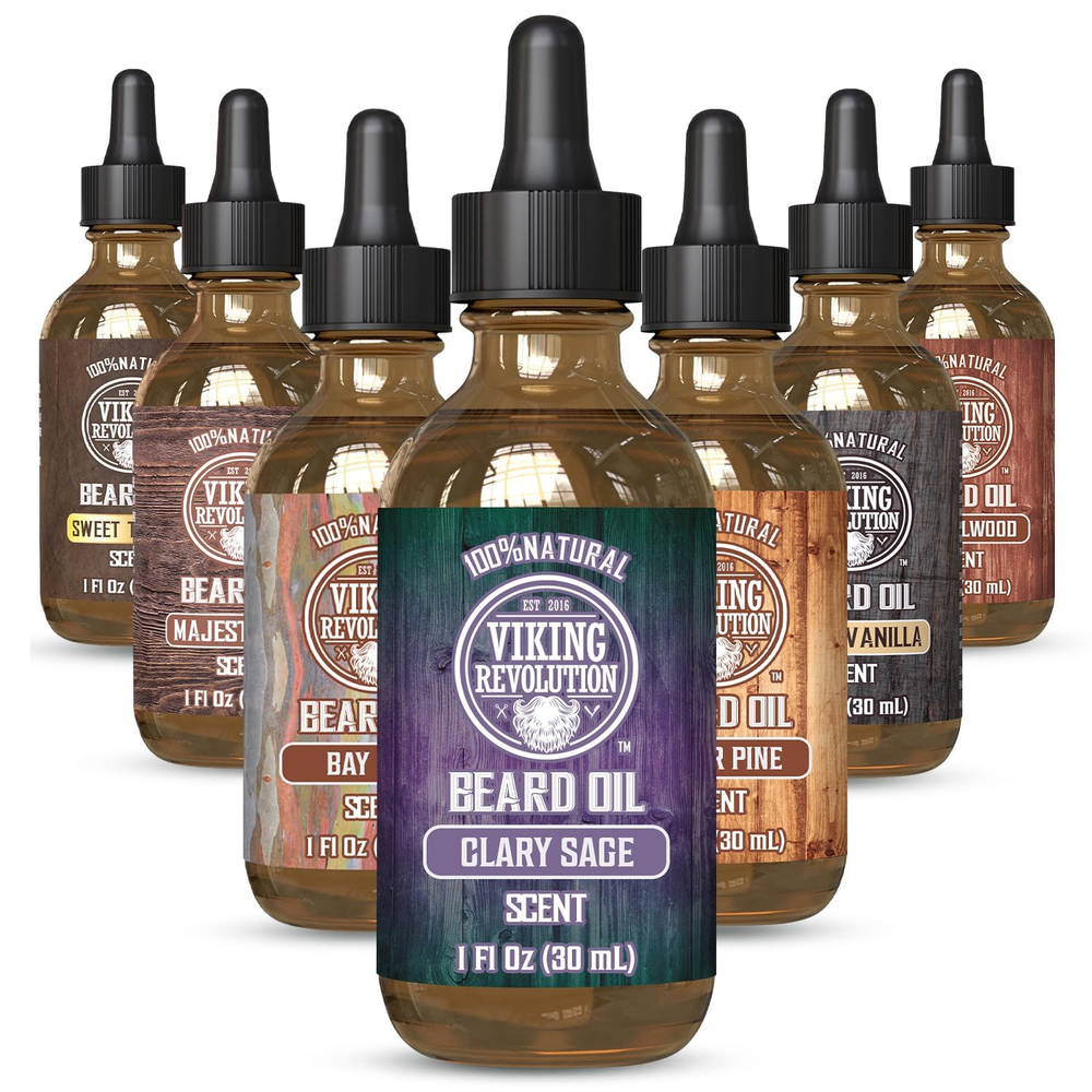 Beard Oil with Clary Sage for Men - Natural Blend with Argan and Jojoba Oils for