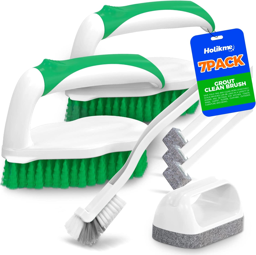 7-Pack Grout Cleaning Brushes Set - Scrub, Tile, Groove, Gap, & Scouring Brushes
