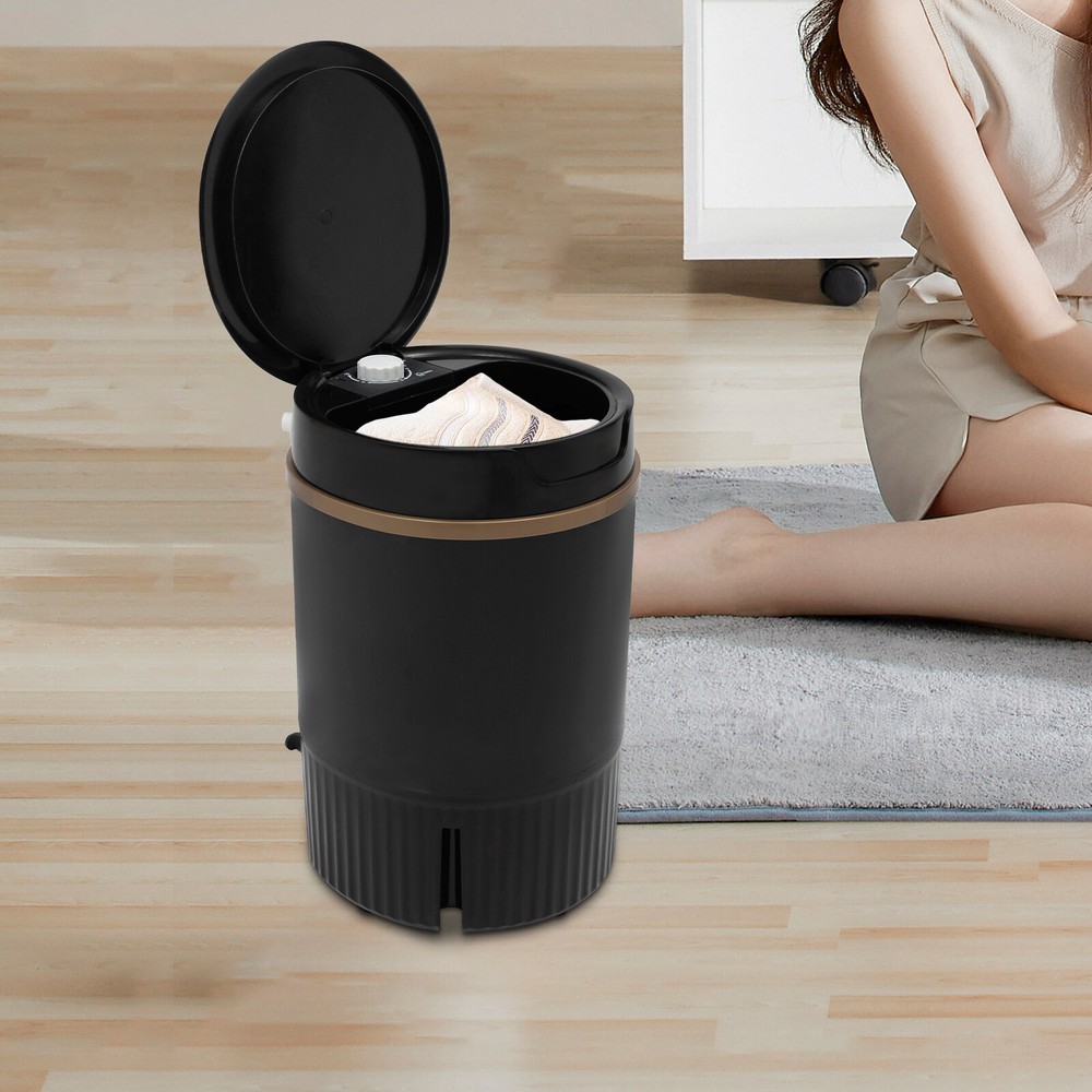 Compact Mini Portable Washing Machine with Drain Basket - Multi-Functional Black Washer