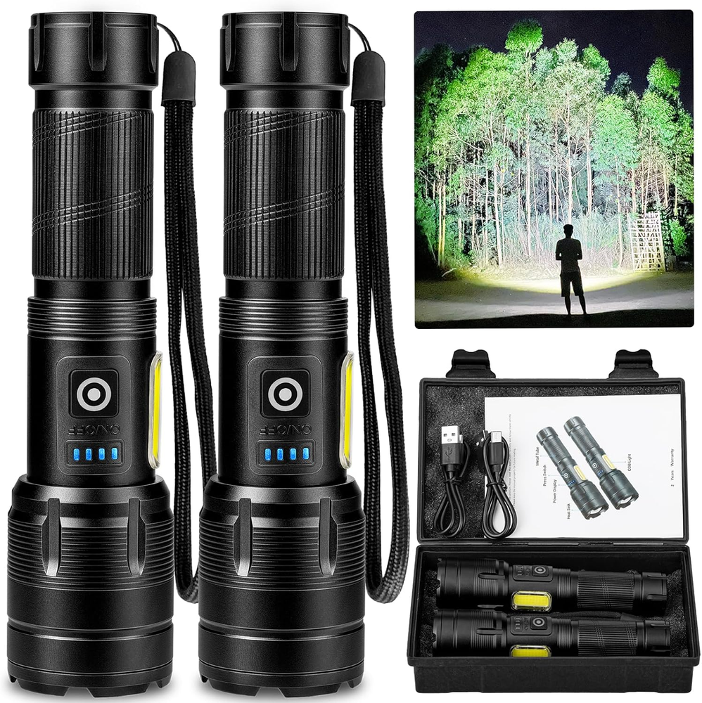Rechargeable Flashlight 990000 High Lumens, Super Bright LED Flashlight with 7 M