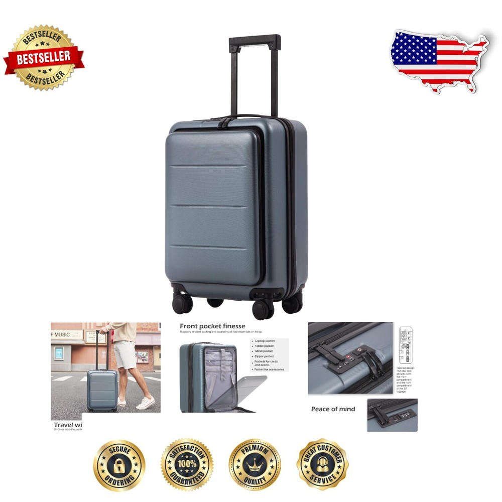 スタイリッシュな20インチスピナートロリー フロントポケット付き - 効率的な旅行に最適