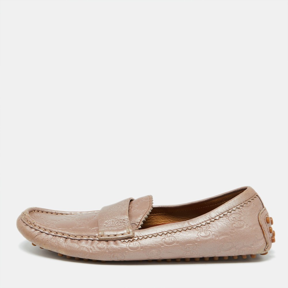 Gucci Guccissima Leather Loafers in Champagne Pink Size 35.5