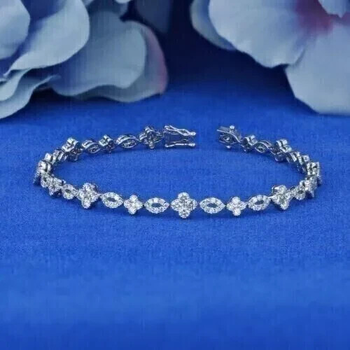 3 Ct Round Cut Simulated Diamond Women's Tennis Bracelet 14K White Gold Plated