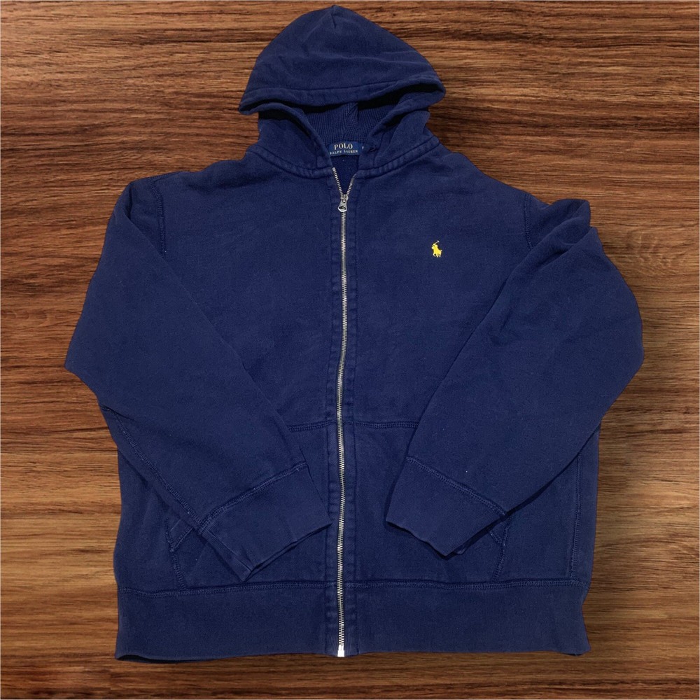 VTG Polo Ralph Lauren Hoodie Mens 2XL Blue Zip Up Preppy Sweatshirt