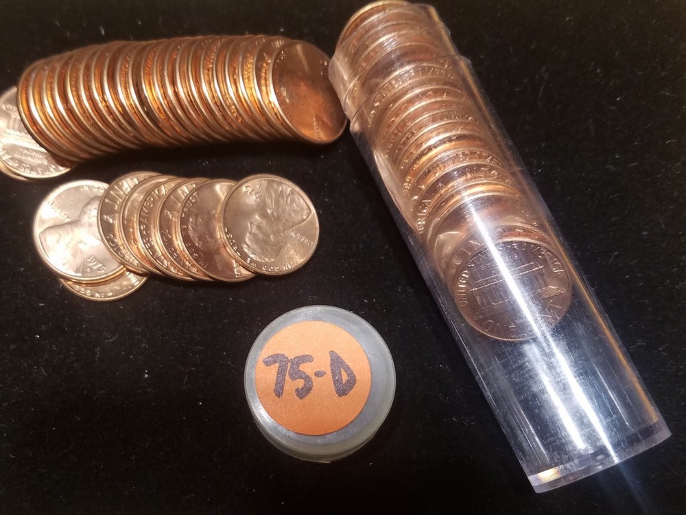 1975-D Lincoln Penny Roll Gem BU Red from Massive Hoard of 1000s
