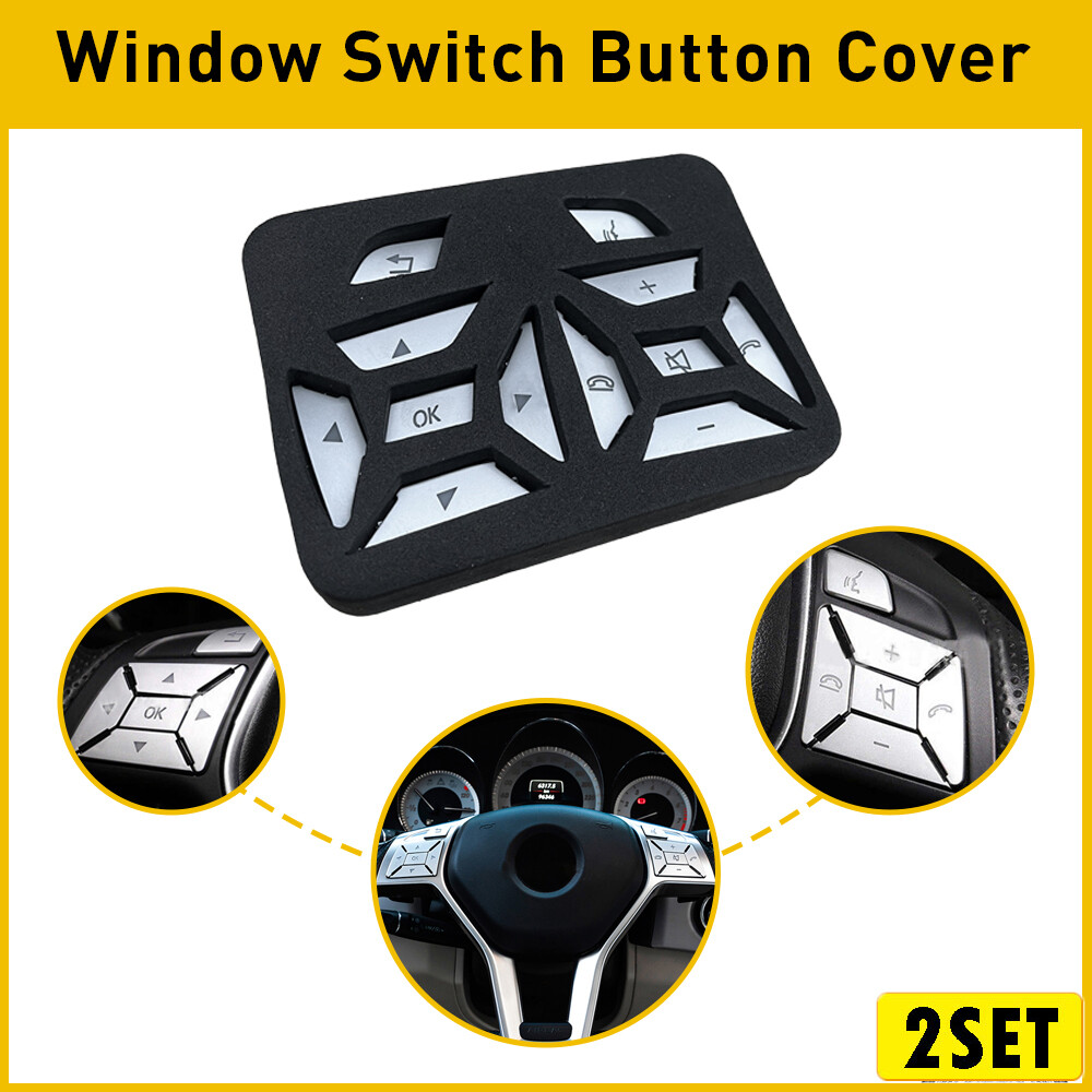 2-Piece Chrome Steering Wheel Button Covers for Mercedes E, C, GLA, G-Class