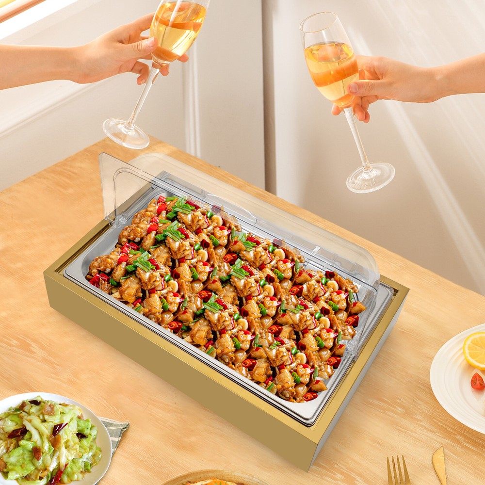 Buffet Cold Food Serving Tray with Lids for Display and Cooling  
